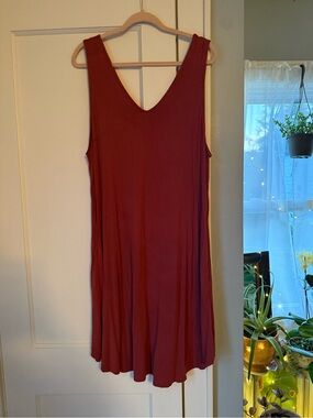 Maurices Sleeveless V-Neck Swing Dress in Wine